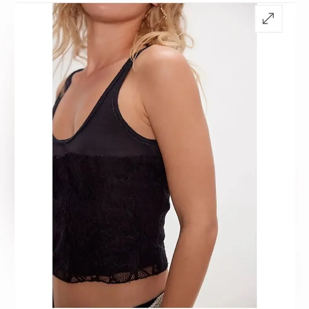 FREE PEOPLE  Cosette Corset Tank - Black
